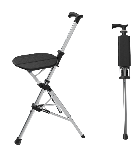 Folding chair with a cane