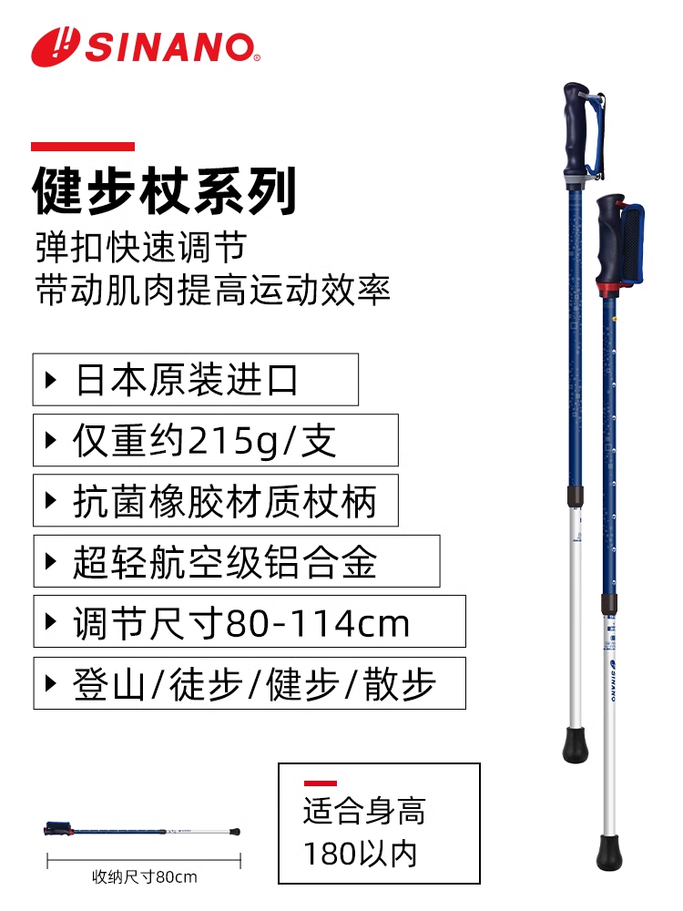 日本進口SINANO戶外健步杖-海軍藍色